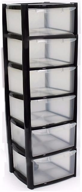 VSL 6 Drawer Plastic Storage Unit Black