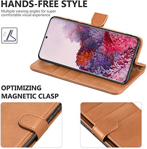 Image of Perkie Matte Finish Vintage Wallet Case for Motorola Moto G54 5G PU Leather Flip Case Kick Stand with Magnetic Closure Flip Cover for Motorola Moto G54 5G (Tan Brown)