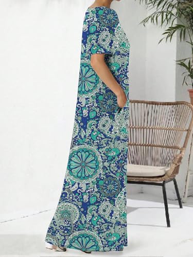 Image of Nimsruc Women Summer Long Dress Casual Sexy Short Sleeve Loose Maxi Dresses for Women 2025