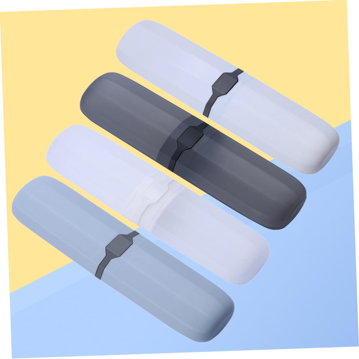 Ipetboom 4PCS Travel Toothbrush Case Portable Plastic Toothbrush Holder with Toothpaste Storage Includes White Transparent Black and Grey Blue Cases for Easy Travel
