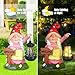 FLJZCZM Solar Garden Gnome Statue Holding LED Lantern with Welcome Sign Outdoor Ornaments Waterproof Christmas Decoration for Outside Patio Yard Lawn Decor (Pink)