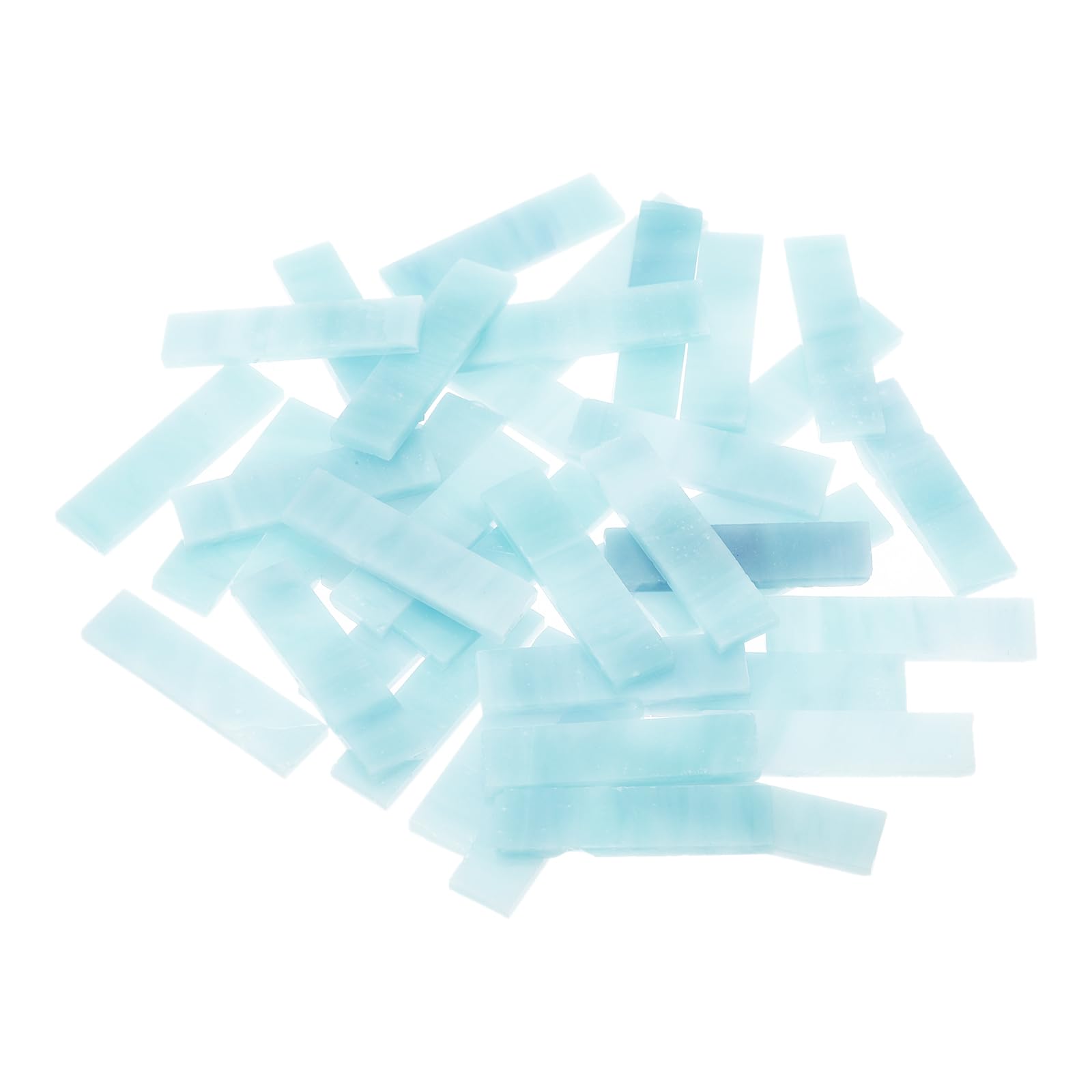 sourcing map Rectangular Mosaic Tiles Stained Glass Strips, 1.57" x 0.4" Light Blue Glass Pieces 200g/7.05 oz Mosaic Tile Making Supplies for DIY Handmade Crafts and Home Decoration