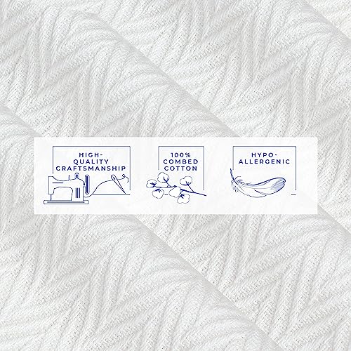 Kotton Culture 100% Cotton Bed Blankets King Size Breathable All Season Blanket For Couch Lightweight Herringbone Pattern Soft Blanket For Home Sofa Traveling Camping Outdoor 104X90 Inches (White) #TOP5