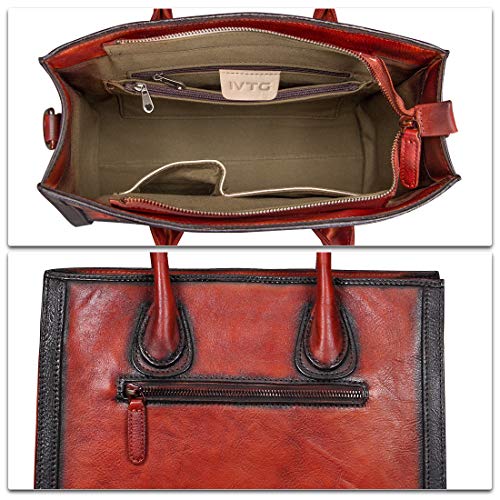 Genuine Leather Top Handle Bags For Women Handmade Vintage Crossbody Handbags Satchels Purse (Horizontal-Multicolor3) Medium #TOP6