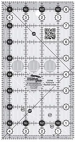 Creative Grids Quilt Ruler 4-1/2in x 8-1/2in Rectangle โ CGR48 โ Made in USA, Non-Slip Grip Acrylic Quilting, Sewing, Crafting, Patchwork Ruler for Measuring & Cutting Fabric