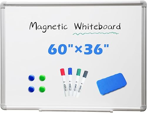 Miniatura 9 de Pizarra blanca magnética de borrado en seco, 24 x 18 pulgadas, pizarra blanca colgante con marco de aluminio plateado, pizarras ligeras con bandeja