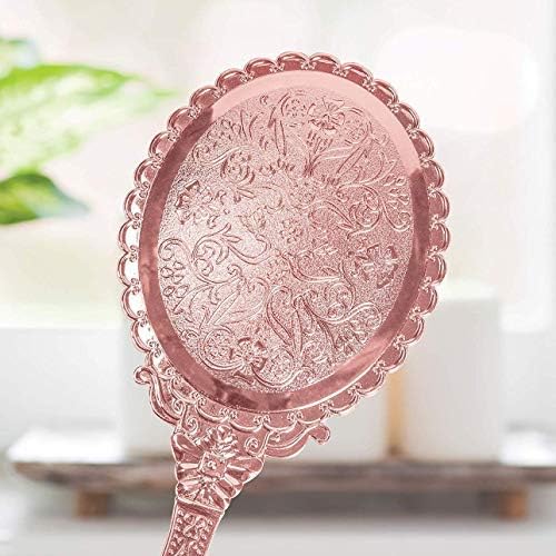 Miniatura 6 de Yangshine Espejo de mano con asa, espejos de mano de viaje compactos de maquillaje, mini espejo vintage de maquillaje, espejo ovalado para monedero,