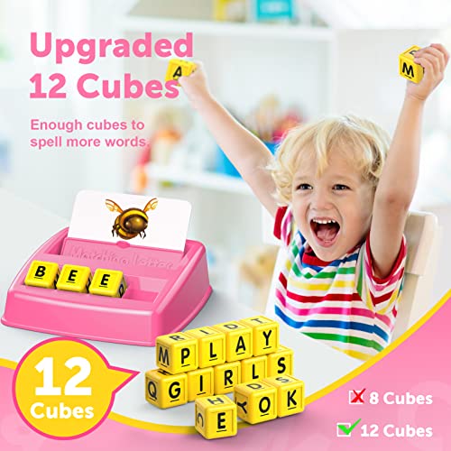 LIWIN LET'S GO! Toys for 3-8 Year Olds Girls, Matching Letter Spelling Games for Kids Ages 3-8 Preschool Learning Educational Toys for Kids Birthday Gifts for 3-8 Year Olds Girls Pink — view 3
