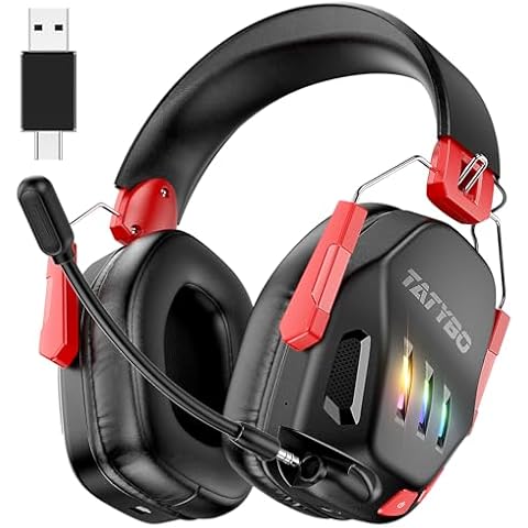 Wireless Gaming Headset for Ps5 Ps4 PC Switch Wireless Gaming Headphones 2.4GHz USB & Type-C & Bluetooth 5.3, 40H+ & 7.1 Surround Sound with Detachable Noise Cancelling Microphone Cover