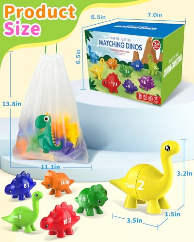 Image of Number Dinosaur Toys for Kids 3-5, Montessori Learning Toys for 3 Year Old