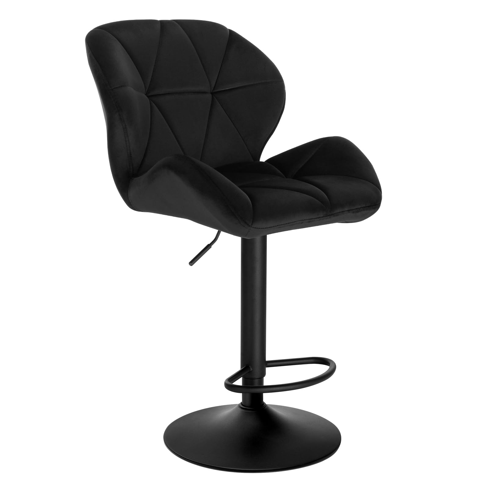 Tabouret de bar réglable avec dossier velours noir BH139sz-1