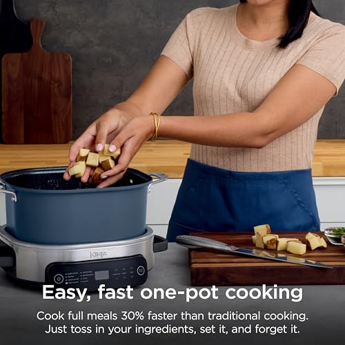 Image of Ninja MC1101 Foodi Everyday Possible Cooker Pro, 8-in-1 Versatility, One-Pot Faster Cooking Replaces 10 Tools, Family-Sized Capacity with Adjustable Temp Control, 6.5 quarts, Midnight Blue