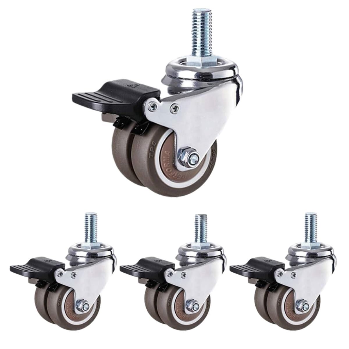 Ruedas Giratorias Ruedas Giratorias For Muebles Silenciosas De Alta Resistencia De 4 Piezas con Tornillo De Doble Cojinete con Freno Y Patas Dobles Ruedas Muebles