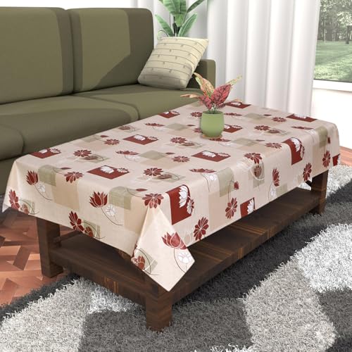 Image of Dakshya Industirs PVC Waterproof Table Cover 36x54 Inch Floral Printed Center Table Cover Washable Plastic Table Sheet Oilproof Dining Table Cover for Coffee Table Living Room Home (Royal Leaf)