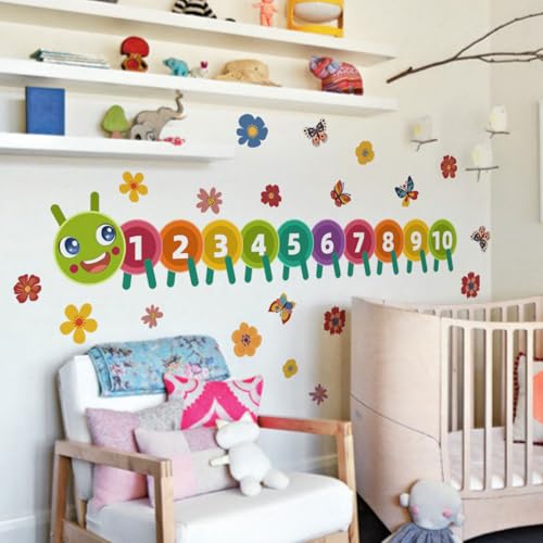 Décoration murale éducative chenille en vinyle pour apprendre à compter - 5
