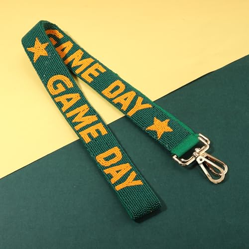 Image of Game Day Beaded Purse Strap Replacement Orange White Football Purse Strap Crossbody Bag Straps Game Day Outfits Football Accessories (Green Yellow)