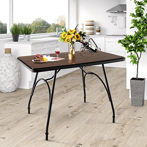COSTWAY Rectangular Dining Table with Metal Frame, Adjustable Feet, and Round Corners - Perfect for Home, Office, and Kitchen - Image 9