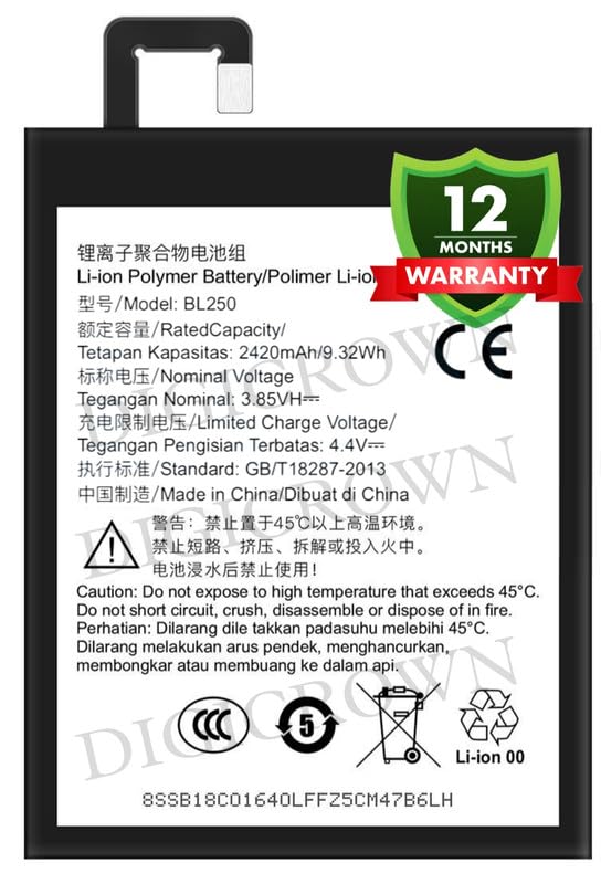 Image of Original BL250 Battery Compatible for Lenovo Vibe S1 (S1a40, S1c50) - (2420mAh) - 1 Year Warranty