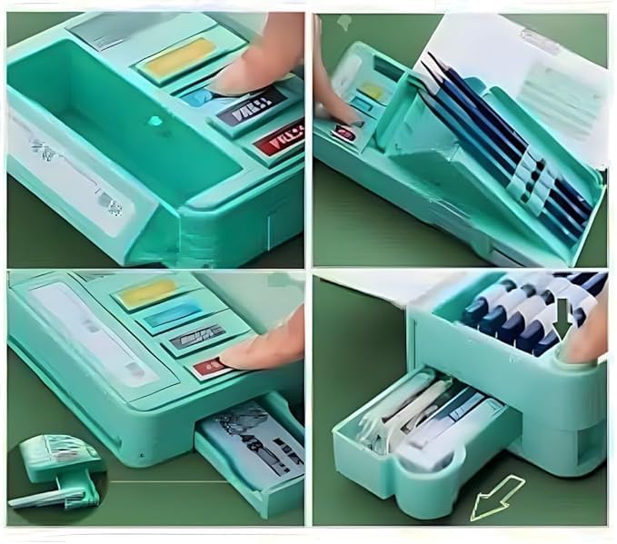 Image of Multifunctional Cute School Pencil Box for Girls, Unicorn Compass for Boys, Aesthetic Stationary Items for Kids, Magnetic Pencil Box, Best Gifts (Unicorn Compass Box 1)