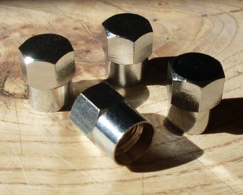 EDELSIGN - 4 er Set Premium Auto Ventilkappen (Messing + Chrom) HEXABIG Valve Caps