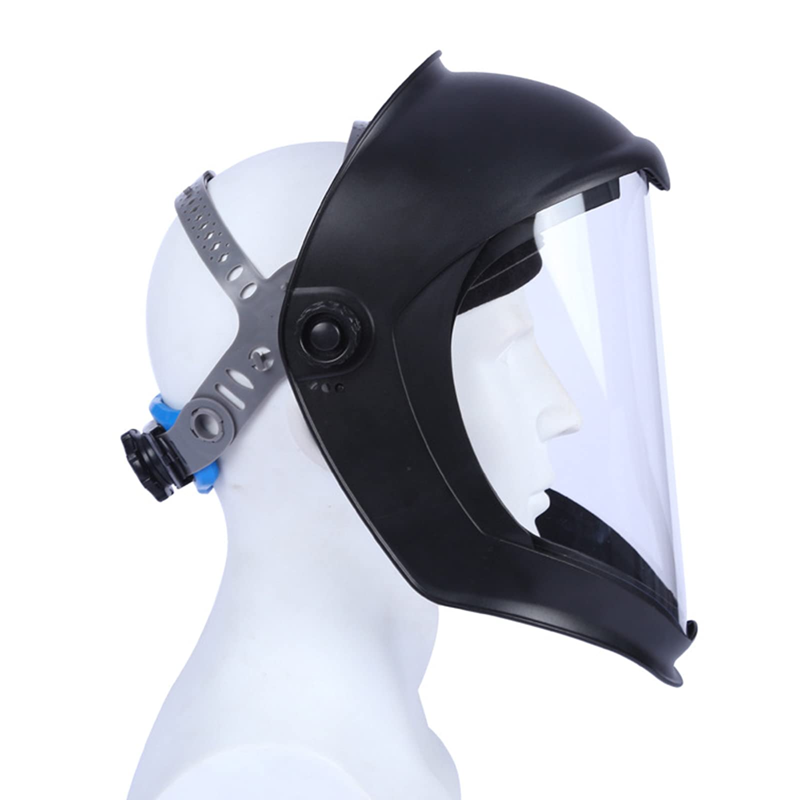 F Fityle Escudo Facial Casco de Soldadura con Lente Transparente de Pantalla de Policarbonato Sin Recubrimiento Anti-UV Protección de Ojos Cara Completa - Máscara doble diadema