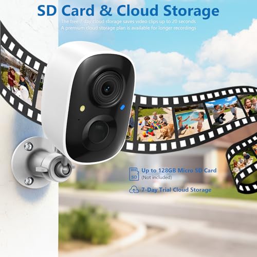 2K Security Camera Wireless Outdoor,Solar Powered WiFi Cameras for Home Security with Motion Detection,Color Night Vision(Spotlight),Instant Alert,2-Way Audio,Siren&SD/Cloud Storage,IP65,2.4GHz,2 Pack thumbnail 4