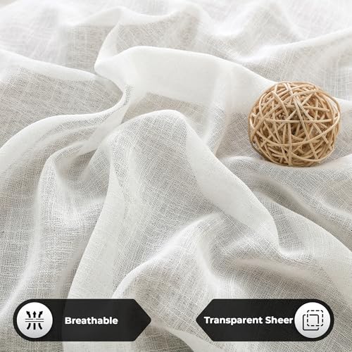 Image of Story@Home Sheer Curtains 8 Feet Long Set of 1 | Net Semi Transparent Curtain | Solid Printed | Semi Long Door Curtain for Living Room, Bedroom | (118 X 242 cm, Off White)