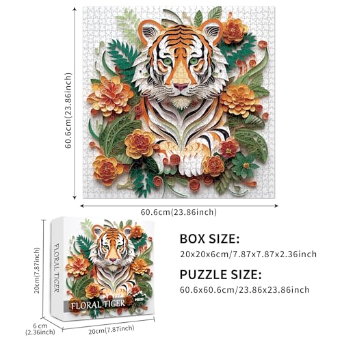 Puzzle de 1000 piezas para adultos con diseño floral y gato - QIMWAN miniatura 4