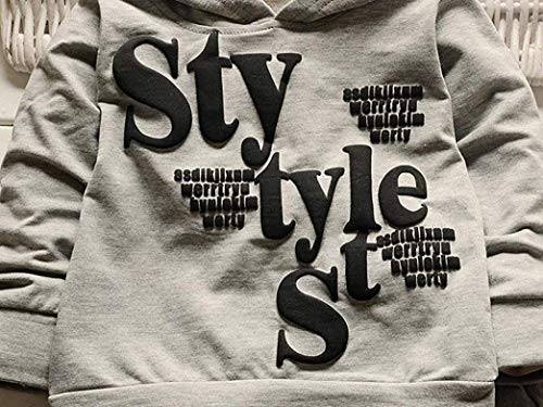 Boy Clothes Set For 1-5 Years,Toddler Baby Boys Kid Letter Print Hoodie Long Sleeve Tops Pattern Pants Fall Winter Sweatshirt (Gray, 4-5T) #TOP3