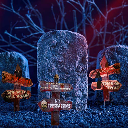 image for Prextex Halloween Outdoor Decorations Yard Signs with Metal Stakes for