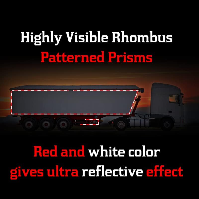 Reflective Tape, Trailer Reflector, Caution Sticker, DOT C2, 2 Inch x 150 Feet, Red & White, Vehicle Conspicuity Safety Adhesive Striping, Waterproof, for Automotive, Truck, Boat, Cars, Houseables