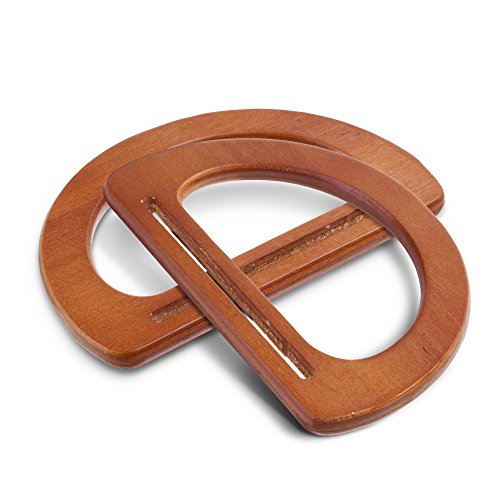 Beautyflier 1 Pair of Solid Wooden Oval Shaped Handles Replacement For Handmade Bag Handbags Purse Handle Charming Frame Canvas Shopping Tote (Light Brown)