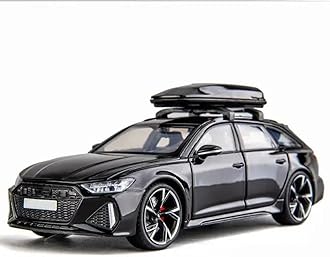 Diecast RS6 Toy Car 1:24 Scale Model,Pull Back Vehicles Alloy Simulation Supercar with Lights and Sound Also for Car Dashboard,Kids,Adult (Black)