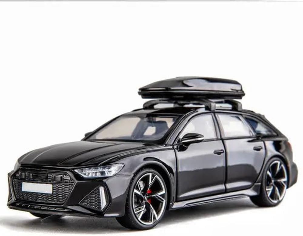 Diecast RS6 Toy Car 1:24 Scale Model,Pull Back Vehicles Alloy Simulation Supercar with Lights and Sound Also for Car Dashboard,Kids,Adult (Black)