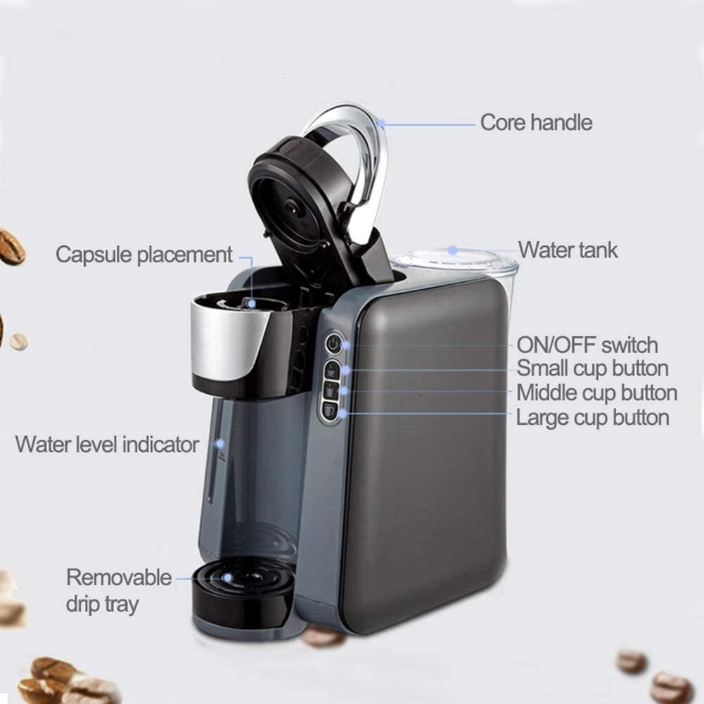 Cafetera, K-Cup Cápsula Máquina de café 3Bar Cafetera automática Taza Grande Té de Leche automático Máquina de Bebidas Calientes Máquina Comercial Todo en uno (Color : Red)