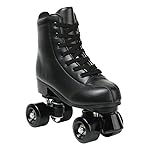 Womens Roller Skates Light Up Wheels, Artificial Leather Adjustable Double Row 4 Wheels Roller Skates Shiny Skates for Teens,Adult (Black Wheel,40-US: 8.5)