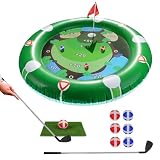 KBIBCK Golf Pool Toy, Minigolf Set, Pool Spielzeug Sticky Ball Included, Durable Material, Easy Setup, Minigolf Garten mit Golfschläger 12 Bälle, Putting Matte, Poolspielzeuge für Kinder Erwachsene