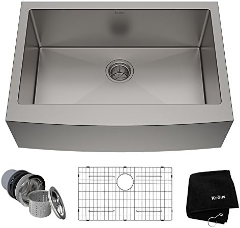 Kraus KHF200-30 Standart PRO Kitchen Stainless Steel Sink, 30 Inch Round Apron Single Bowl