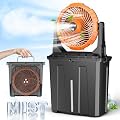 Ausic 9L Bucket Portable Misting Fan for Outdoors Patios, 30000mAh Rechargeable Battery Operated Camping Fan, 3 Strong Winds, 3 Large Spray Outlets, for Fishing/Travel/Garden Party/Golf/Tent/Office