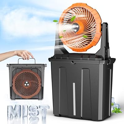 Ausic 10? 9L Portable Misting Fan, [Max 55Hrs] Outdoor Mister Fan for Outside Patios Golf, 20000mAh Rechargeable Battery Operated Travel Water Cooling Fan, Camping Patio Accessories - 3 Spray Misters