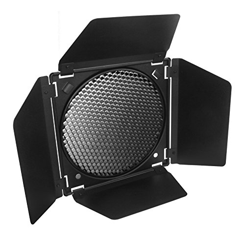 Image of Fotoconic BD-04 Barn Door Barndoor with Honeycomb Grid and 4 Color Gel Filters (Red Yellow Blue Green) for 7 Inch Standard Reflector
