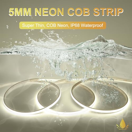 Tira de LED COB Impermeable IP68 12V 4000K 5mm Flexible miniatura 2
