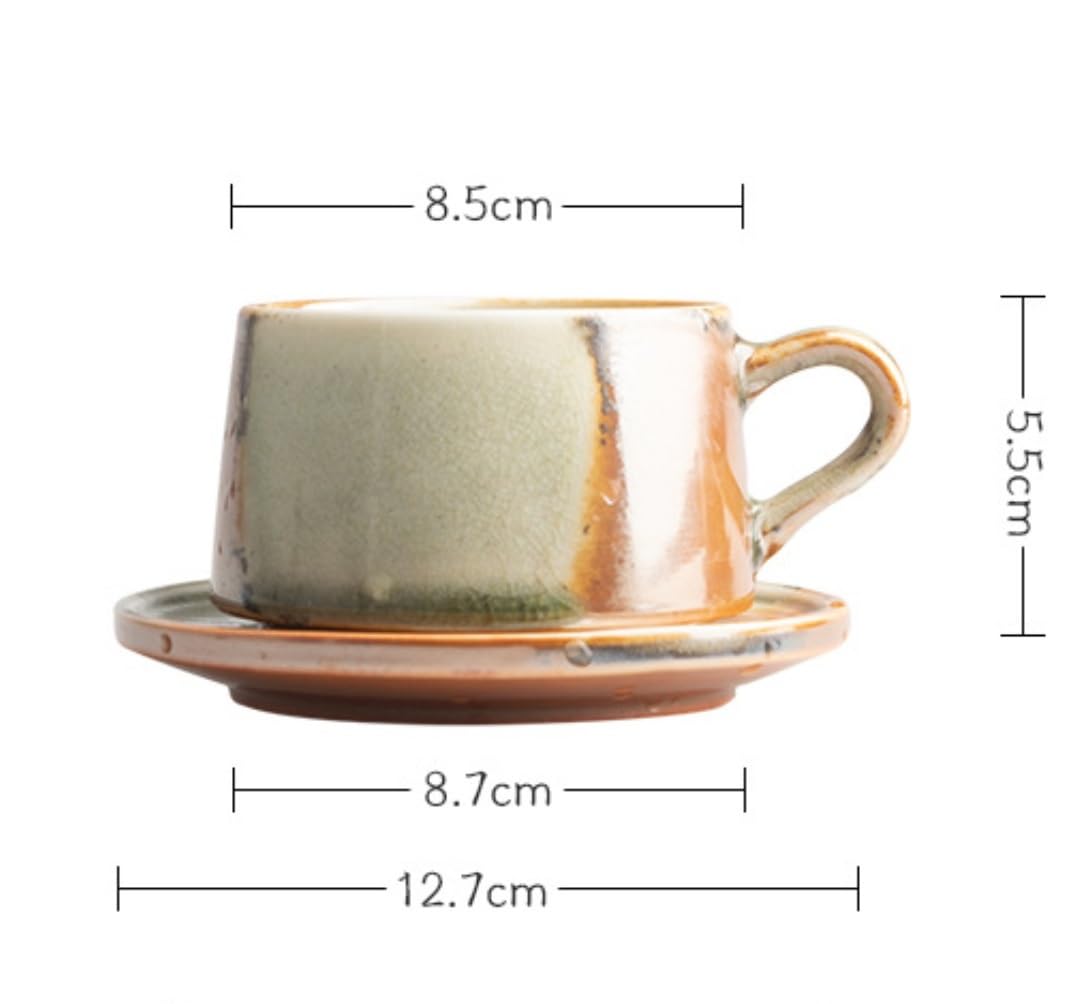 Tazas de Té Tazas Desayuno Tazas De Café De Cerámica Retro Personalizadas, Tazas para Beber Hechas A Mano para El Hogar con Platos, Tazas De Té De La Tarde Tazas Tazas de Cafe