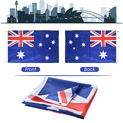Image of AhfuLife Australia Flag 3x5 Ft,Large Australian Flags for Outside - Double Side with Brass Eyelets for Olympic Party Decorations, Bar Garden Street Decoration Indoor Outdoor