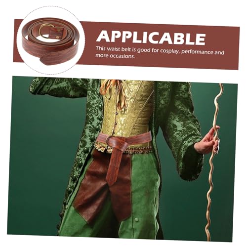 PartyKindom Medieval Viking Belt Renaissance Waist Belt Embossed for Men Adults Casual4