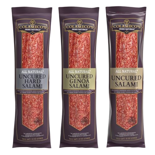 COLAMECO’S (3 Pack) Classic Trio Bundle – Original, Genoa & Hard Salami Chubs – All Natural, Uncured, Gluten-Free, Dairy-Free – Humanely Raised Pork & Bold Flavor – 6 oz Each
