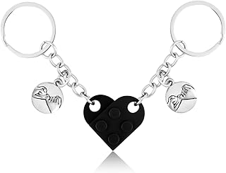 Matching Brick Heart Keychain, Custom Key Chain Pinky Promise Pendant Keyring Couple & Friendship