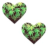 Neva Nude Weed I Heart U Nipztix Pasties Nipple Covers for Festivals, Raves, Parties, Lingerie and More, Medical Grade Adhesive, Waterproof and Sweatproof, Made in USA