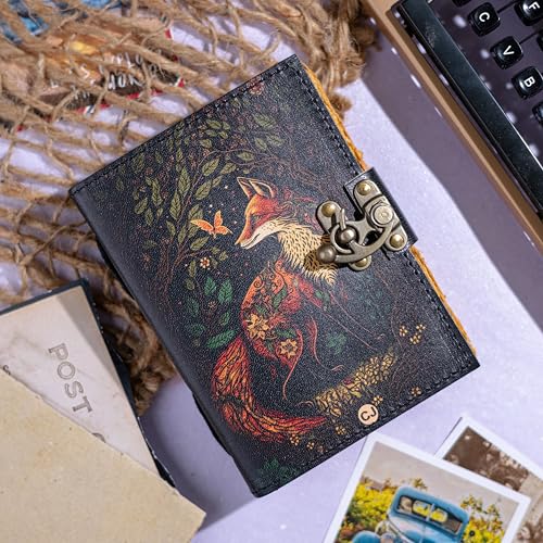 Image of CRAFT JUNKY Vintage Leather Journal Diary for Women and Men Travel Diary Notebook for Writing Deckle Edge Paper (WOLF, A5 17.78 X 12. 7 CM (A5))