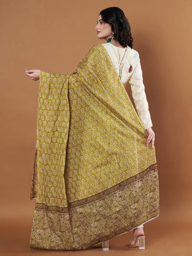 Image of Women's Cotton Blend Floral Print Dupatta with 2.20 Meters | Women's cotton printed dupatta with tassels